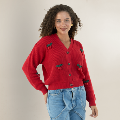 Cárdigan Cereza Rojo